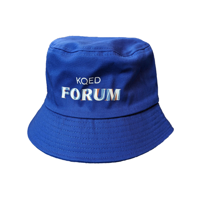 A blue bucket hat that says KQED in smaller letters above the Forum logo.